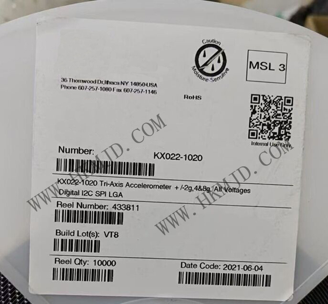 運(yùn)動(dòng)傳感器_KX022-1020_加速計(jì) X，Y，Z 軸 ±2g，4g，8g 0.39Hz ~ 800Hz 12-LGA