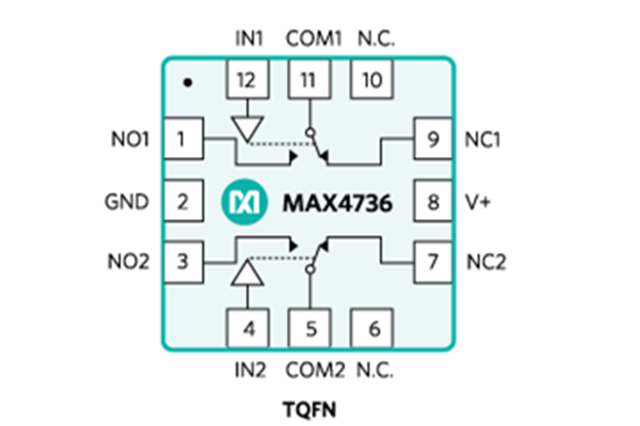 MAX4736ETC：一款低電壓、單電源、雙路SPDT模擬開關(guān)