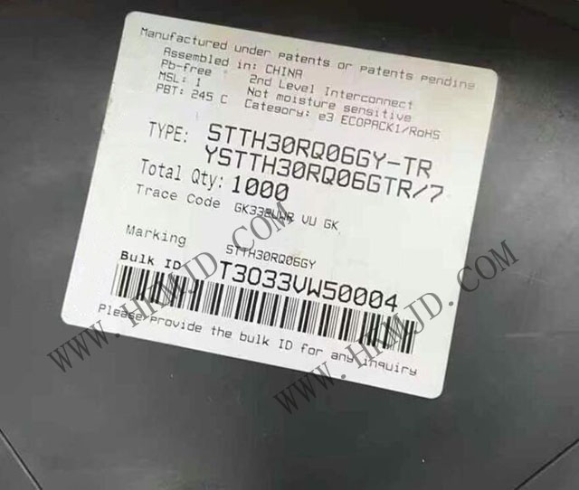 供應 STTH30RQ06GY 一款汽車級 600V、30A 超快軟恢復二極管