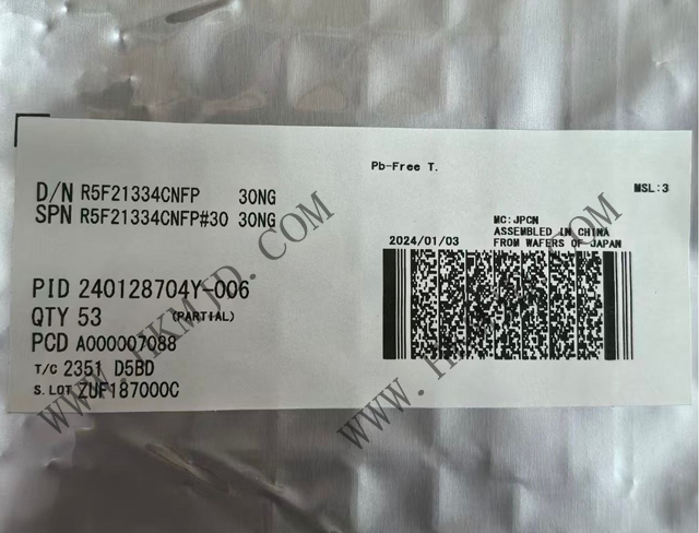 瑞薩電子【MCU芯片】R5F21334CNFP 16位微控制器，采用R8C CPU內(nèi)核